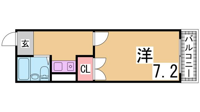 神戸市兵庫区湊町１丁目の賃貸マンションの間取り