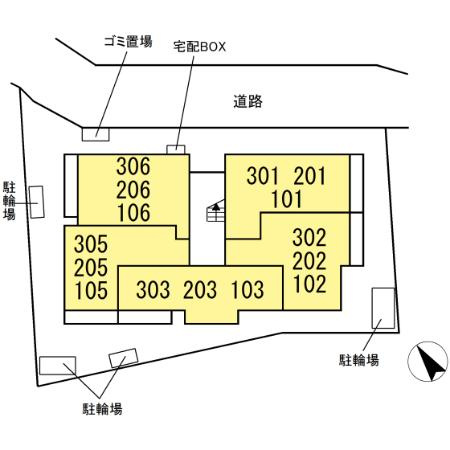千葉市花見川区南花園１丁目のアパートの区画図