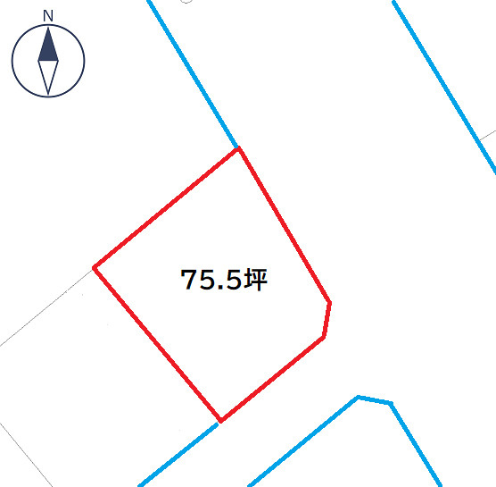 【更地渡し】県道沿い　東田町一丁目75.5坪の土地図