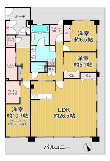 【間取り】 | リバーガーデン三国ヶ丘けやき通り | 専有面積 約126㎡のゆったりとした3LDKの間取りです