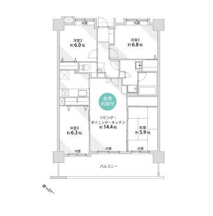 アンピール空港駅前の間取り|中央にリビングがあり、家族が集まりやすい、使いやすい間取りです