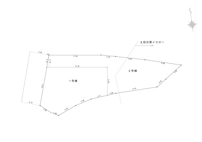 【区画図】 | 池田市旭丘3丁目建築条件なし土地 | 1号地：3630万円　2号地：3130万円