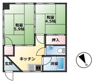 【間取り】 | マンション司 | ２K