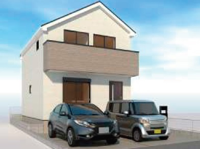 LIGNAGE あきる野草花24-2期　全3棟　2号棟の外観パース|建物完成イメージ図