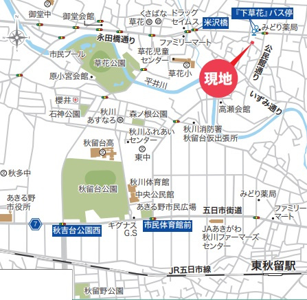 LIGNAGE あきる野草花24-2期　全3棟　3号棟の地図|カーナビ「東京都あきる野市草花760-10」