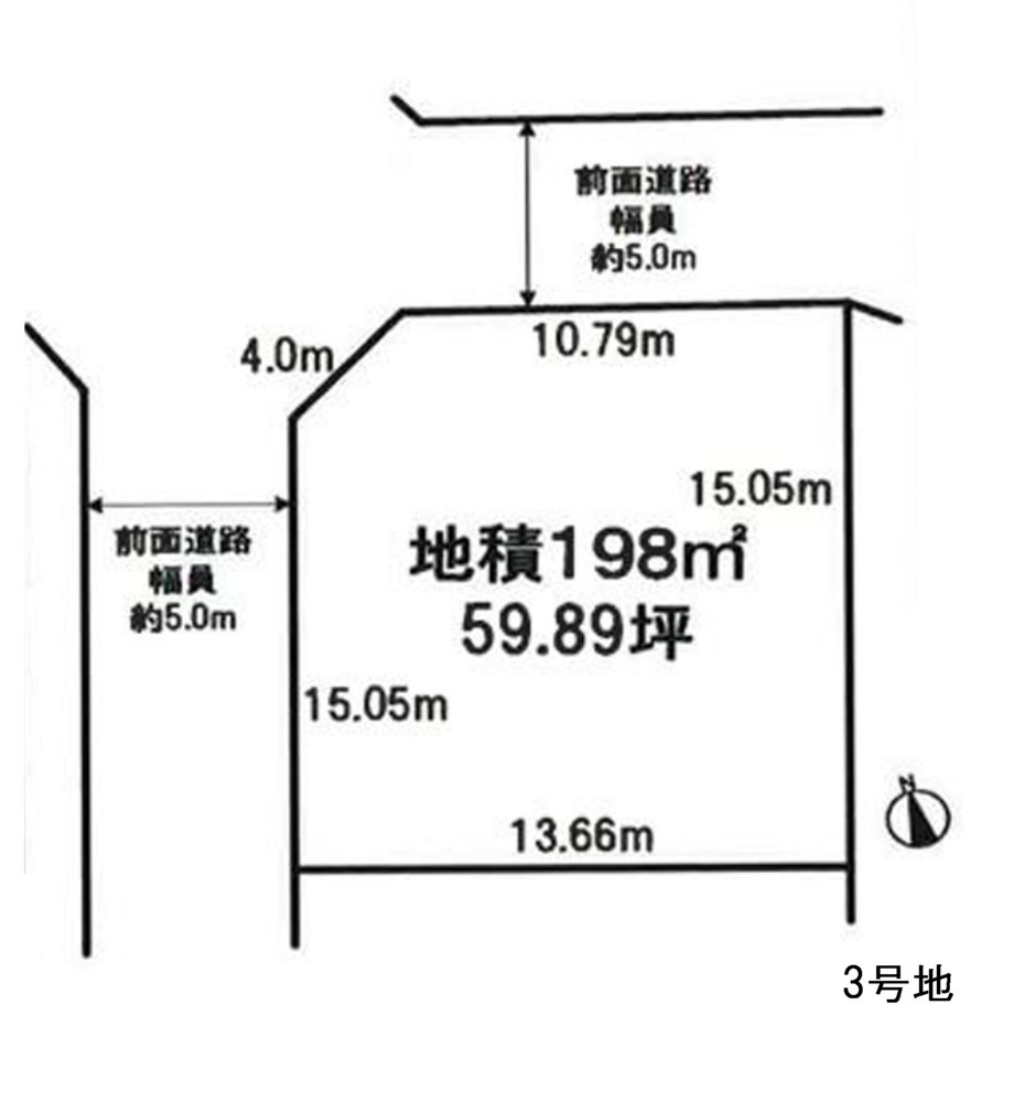 明石市魚住町金ケ崎　3号地　土地の土地図|敷地面積は約59.89坪となっております。ゆったりとしておりますので多様なプランで建築いただけます♪