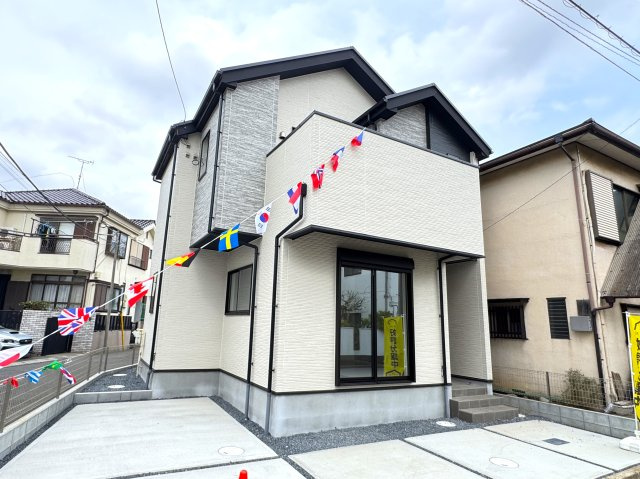 松戸市常盤平柳町新築戸建【牧野原小学校：7分】の外観|完成済み内覧可能です！！