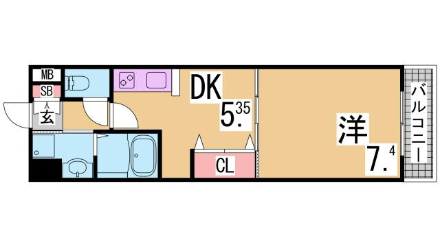 神戸市兵庫区上沢通８丁目の賃貸マンションの間取り