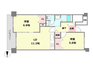 武庫川あおぞらのまち25号棟の間取り