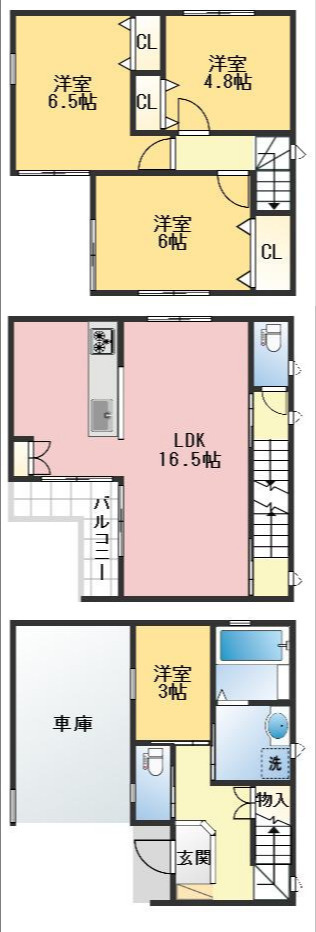 豊中市春日町3丁目　新築戸建の間取り