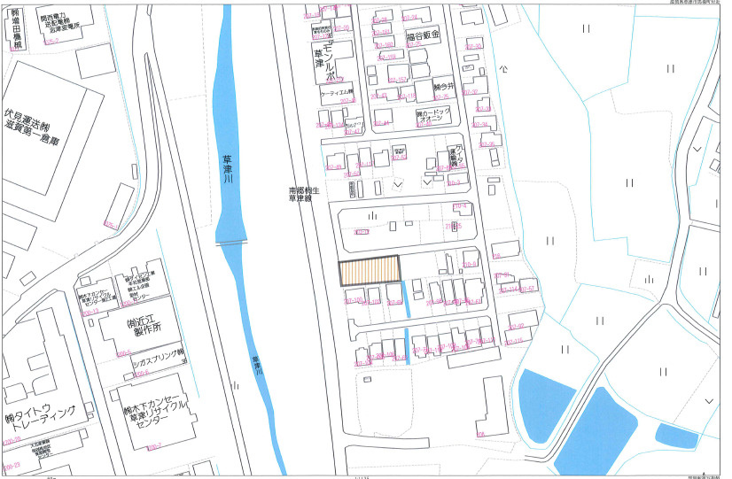 草津市馬場町の事業用地の地図