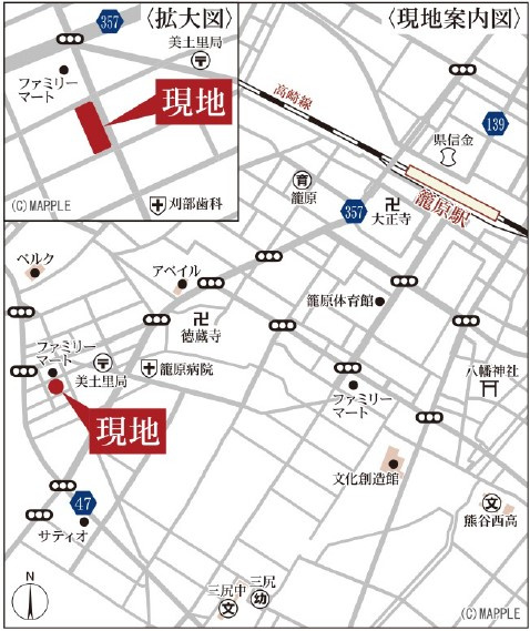 熊谷市美土里町第3　Livele Garden　全5棟の地図