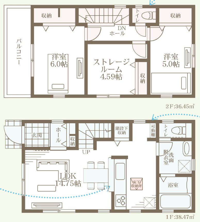 横浜市瀬谷区阿久和西2丁目 新築戸建て【仲介手数料無料】カースペース2台の間取り