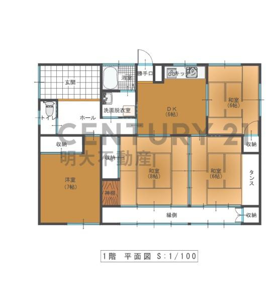 宮崎市江南　中古平屋戸建の間取り