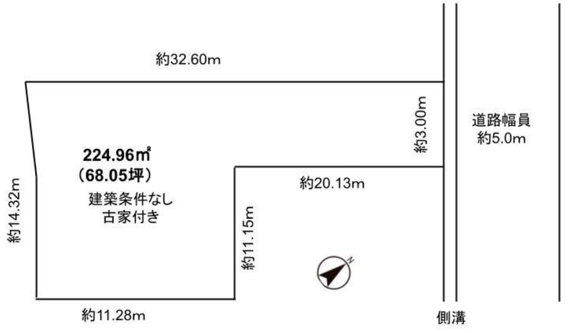 守山市川田町　建築条件無し売土地の土地図