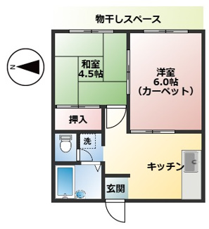 【間取り】 | ブルージュ上町B