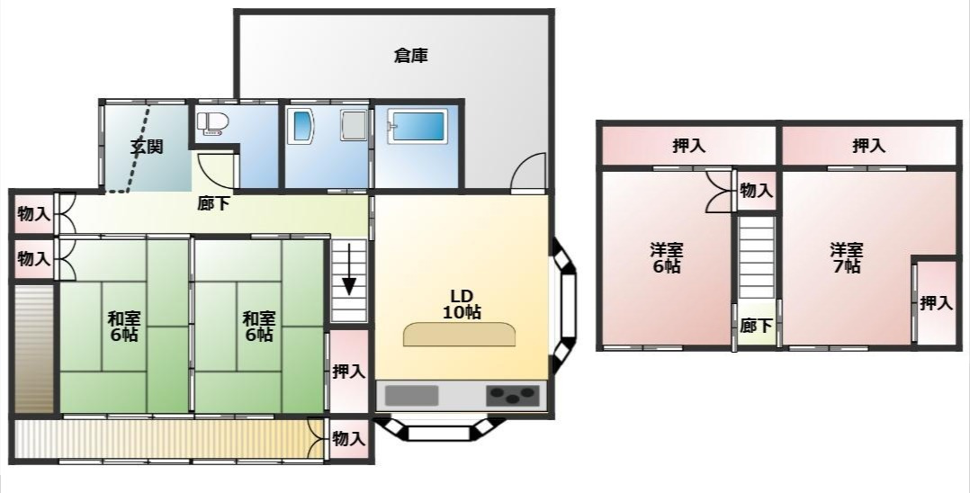 江良三丁目中古住宅の間取り