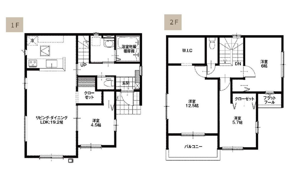 新築　高崎市下之城町15期　4号棟の間取り|建物面積105.16㎡　広々19.2帖のLDK・全居室南向き♪ウォークインクローゼット・各部屋収納付きで便利です！日当たりの良いバルコニーはお洗濯物もよく乾きそうです◎
						

