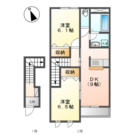 加古川市野口町野口のアパートの間取り
