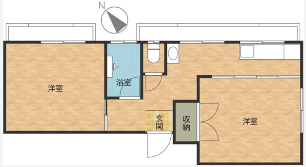 【間取り】 | さつきコーポ | 北東向きのお部屋なので、陽当たり・通風良好です！