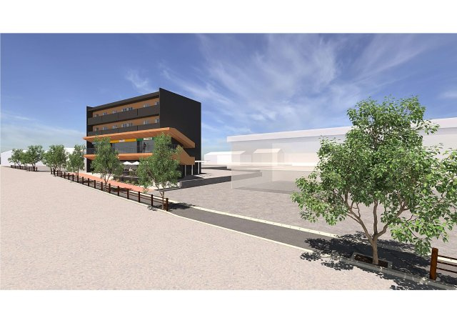 （仮称）CHUNICHI　BUILDING新築工事の外観パース