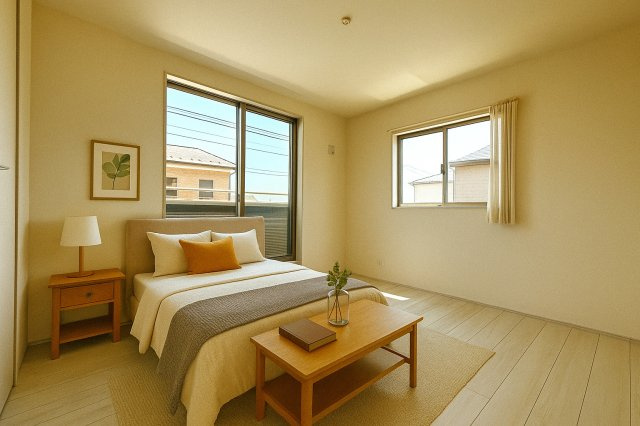 北葛飾郡松伏町　松伏　新築戸建　全2棟の洋室|明るい洋室です※家具をCGで加工しており、家具付き販売ではございません。