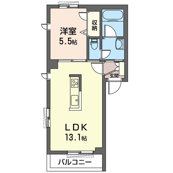 【間取り】 | セルディーナ松波 | １LDK　41.96㎡