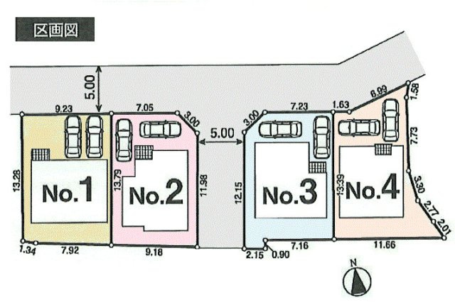 あきる野市小川　新築戸建全4棟の区画図