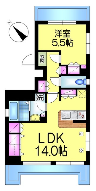 エスポワール日暮里の間取り|★カウンターキッチン／振分タイプの１ＬＤＫ★