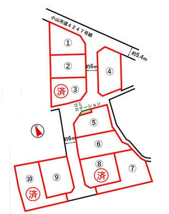小山市間々田（10区画）の区画図
