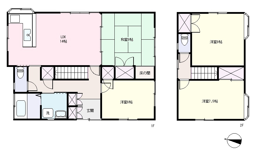 S1593H　6丁目中古住宅の間取り