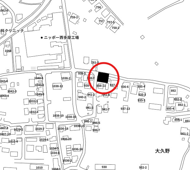 日の出町大久野　リフォーム住宅　P2台の地図
