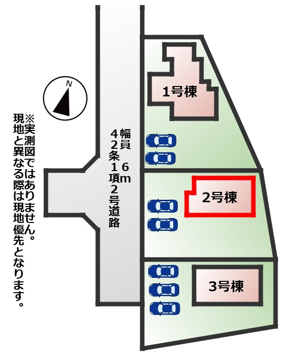 いろどりアイタウン宇都宮市岩曽町24-P1の区画図|【全3棟】各号棟の詳細については、お気軽にお問い合わせください♪