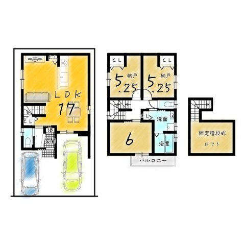 鶏冠井町沢ノ東　2階建てプラン　建築条件付き土地の区画図