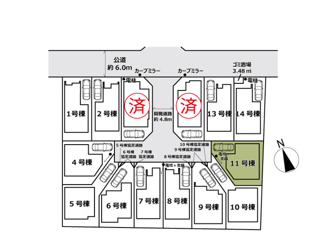 【区画図】 | 新座市東2丁目　新築一戸建住宅　全14棟　(志木本店) | 全14棟の開発分譲地内に位置し、整った街並みが魅力の住環境。駅までのアクセスも良好で、通勤・通学に便利です。落ち着いた住環境で、ゆとりある暮らしが叶います。