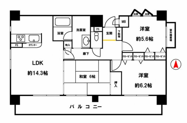 ネオグランデ坂田町・姫路駅北　10階の間取り|3LDKです。