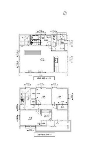 鶴ヶ島市松ヶ丘売地の土地図＋建物プラン例