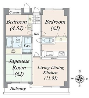茅ヶ崎市本村4丁目　ジェームス湘南の間取り|3LDK☆
