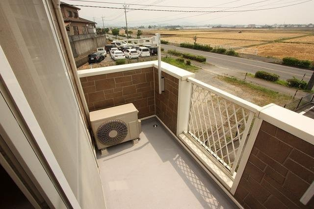 朝倉市古賀のアパートのバルコニー|広々としたバルコニーです