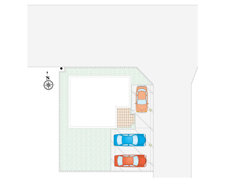 行田市持田2丁目15区画１号棟　配置図　車３台駐車可能　