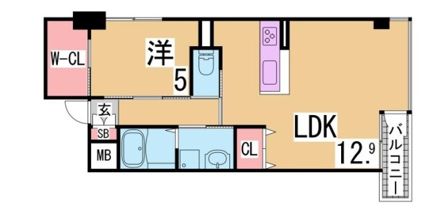 神戸市長田区神楽町５丁目の賃貸マンションの間取り