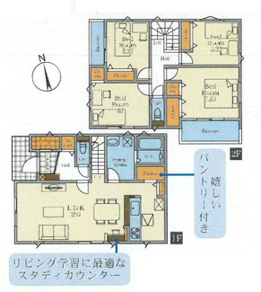 【間取り】 | 藤沢市石川  2号棟 5期 | 都市ガス　網戸標準仕様　二面バルコニー（南・西）　LDK20帖　リビング階段　パントリー　SIC