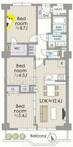 イトーピア向日マンションC棟　7階の間取り
