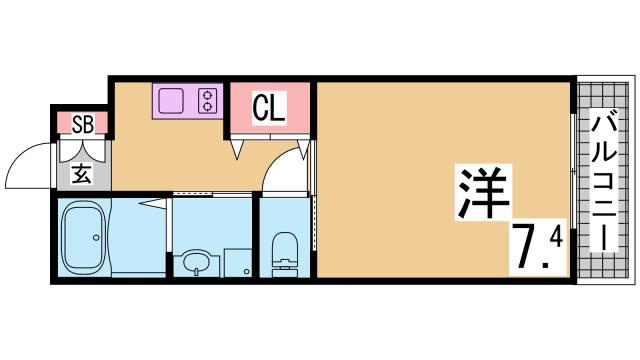 神戸市須磨区行幸町３丁目のアパートの間取り