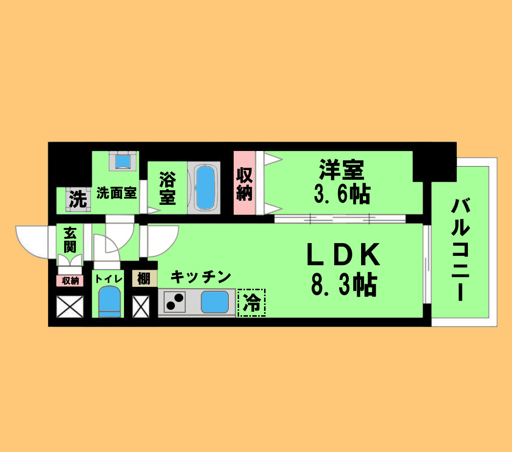 SOLメイクス浄心天神山の間取り|間取り反転タイプ
