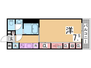 神戸市兵庫区駅南通３丁目の賃貸マンションの間取り