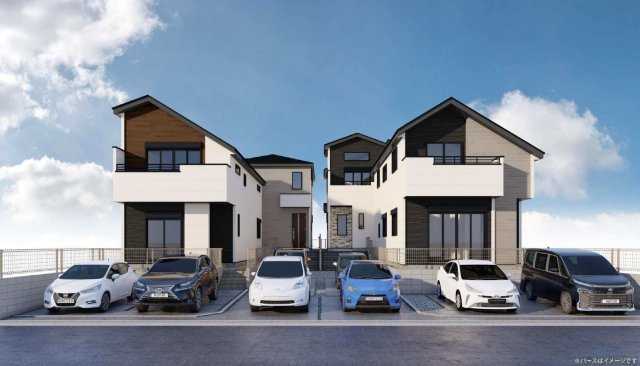 【横浜市旭区上白根2丁目61-13全4棟新築戸建て】★仲介手数料無料★（上白根小学校・上白根北中学校）の外観パース