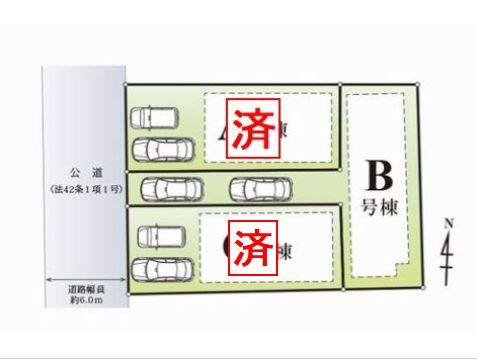 【区画図】 | 【仲介手数料０円】座間市立野台2丁目　新築一戸建て　Ｂ号棟　全3棟 | 【仲介手数料０円】座間市立野台2丁目　新築一戸建て　全3棟