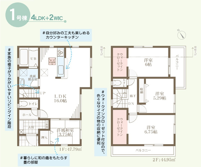 【間取り】 | 加古川市加古川町中津4期（全1棟）新築 | 4LDK+2WICです。