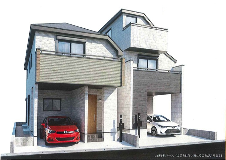 江戸川区東小岩1丁目　新築戸建て全2棟の外観パース